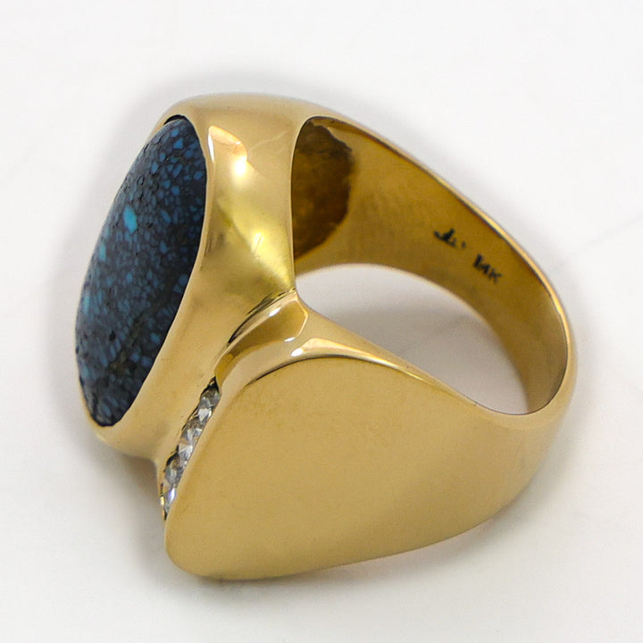 Lander Blue Turquoise Gold Ring