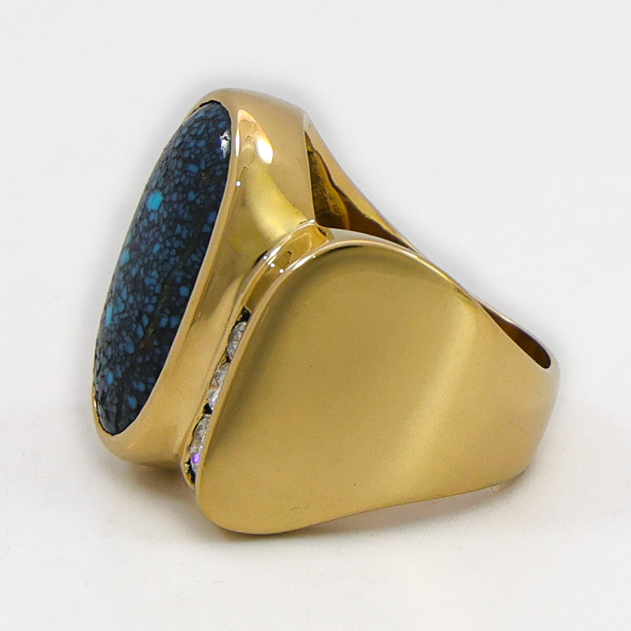 Lander Blue Turquoise Gold Ring
