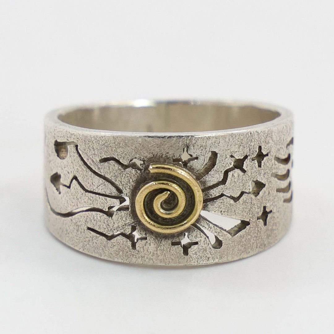 Gold on Silver Petroglyph Ring