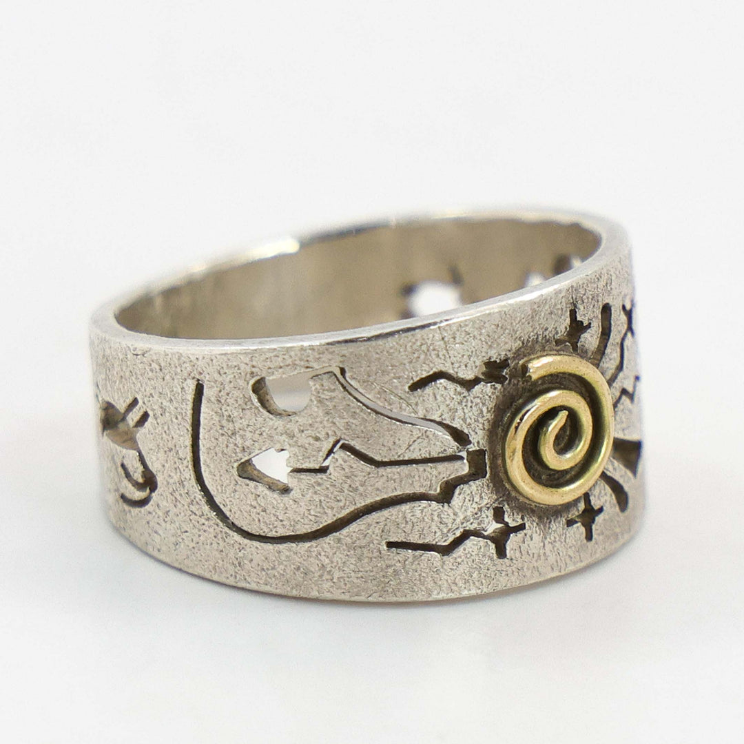Gold on Silver Petroglyph Ring