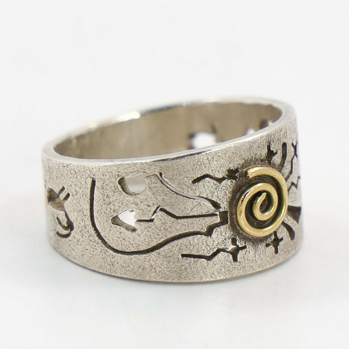 Gold on Silver Petroglyph Ring
