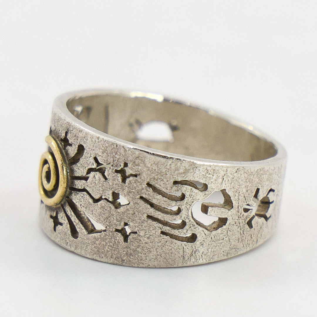 Gold on Silver Petroglyph Ring