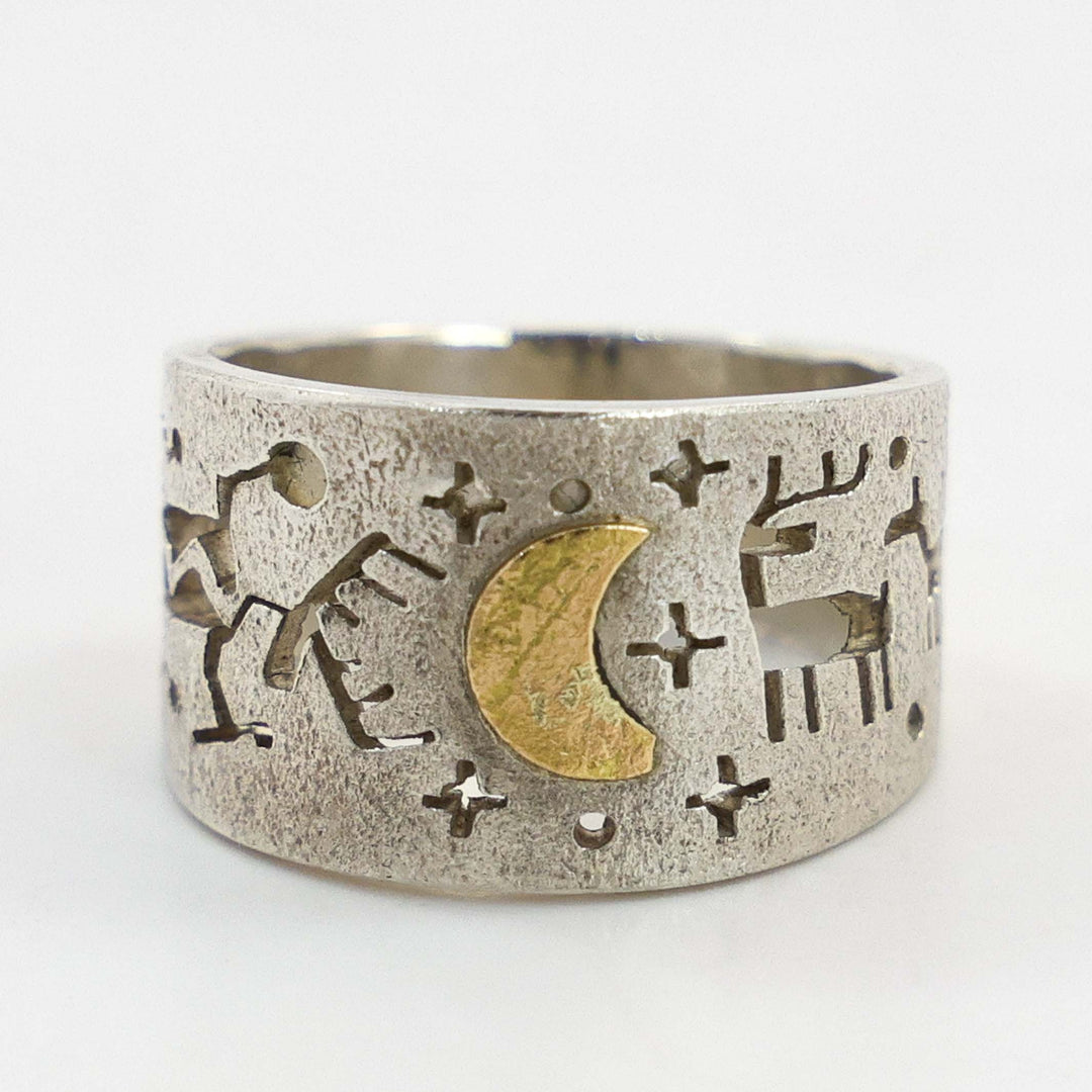 Gold on Silver Petroglyph Ring