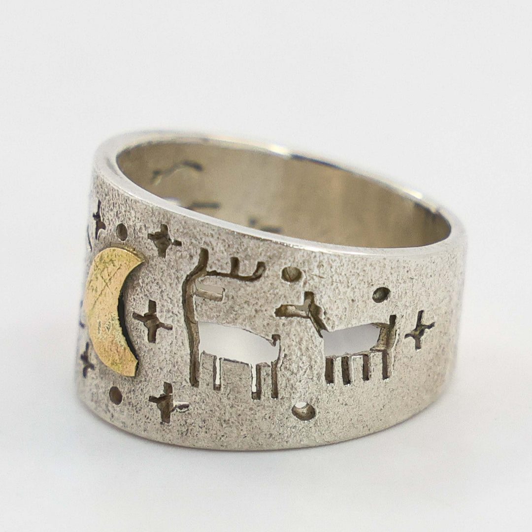 Gold on Silver Petroglyph Ring