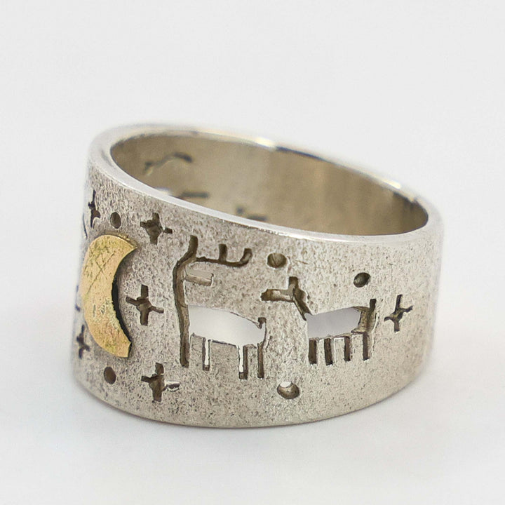 Gold on Silver Petroglyph Ring