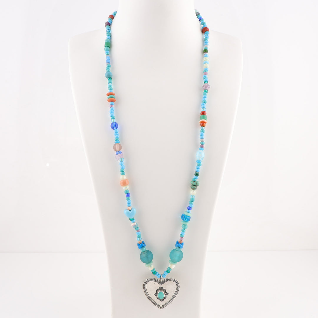 Trade Bead Heart Necklace
