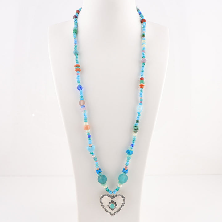 Trade Bead Heart Necklace