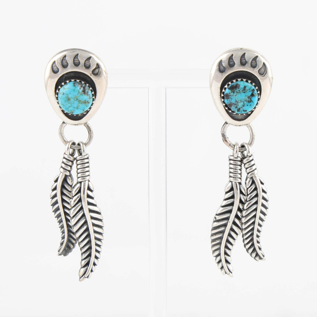 Turquoise Feather Earrings