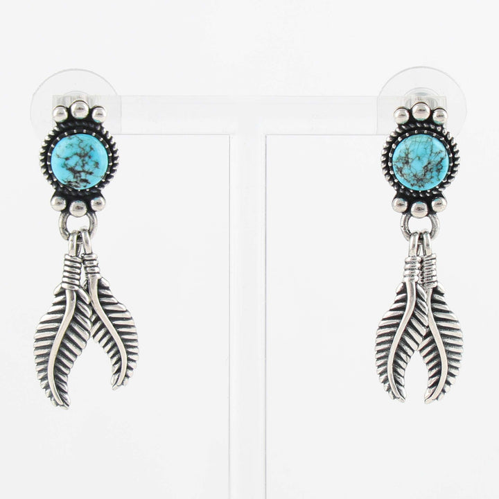 Turquoise Feather Earrings
