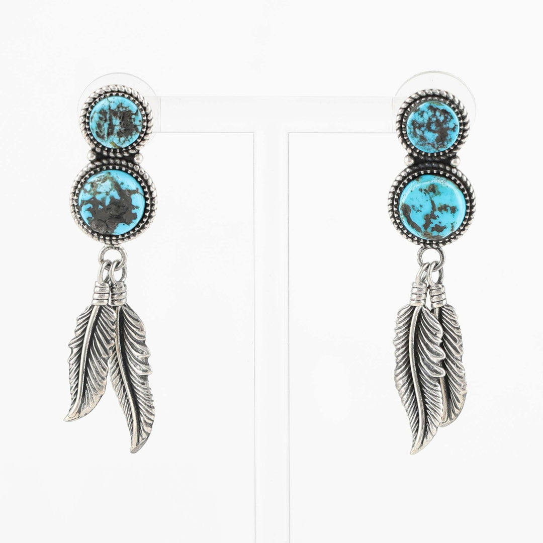 Turquoise Feather Earrings