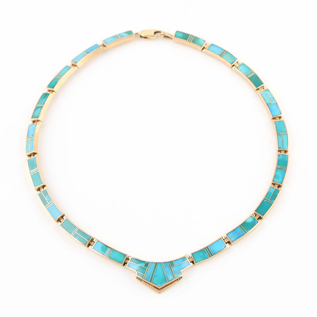 Gold and Turquoise Inlay Necklace