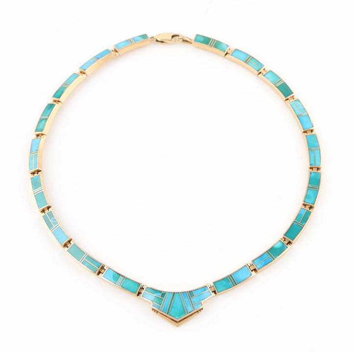 Gold and Turquoise Inlay Necklace