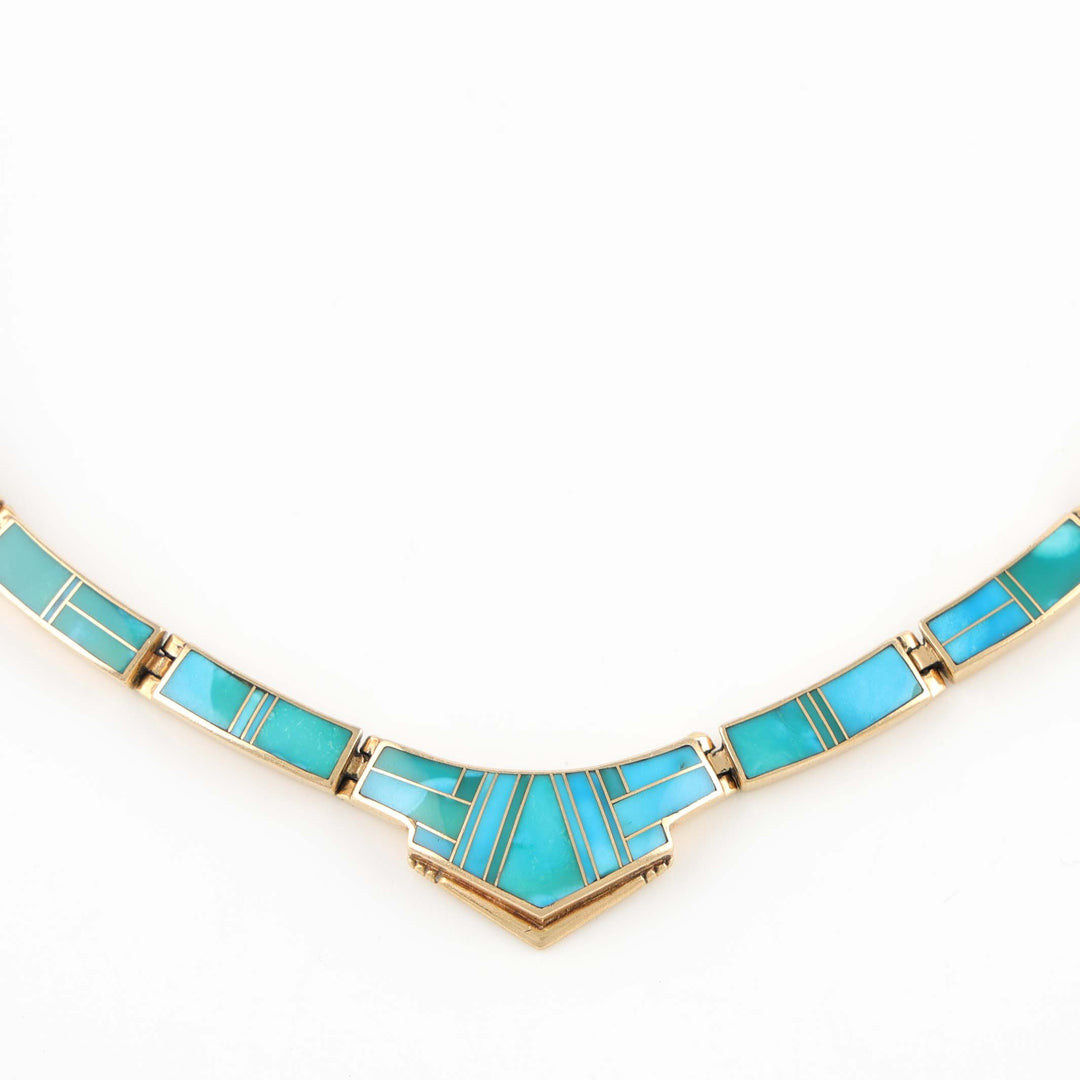 Gold and Turquoise Inlay Necklace