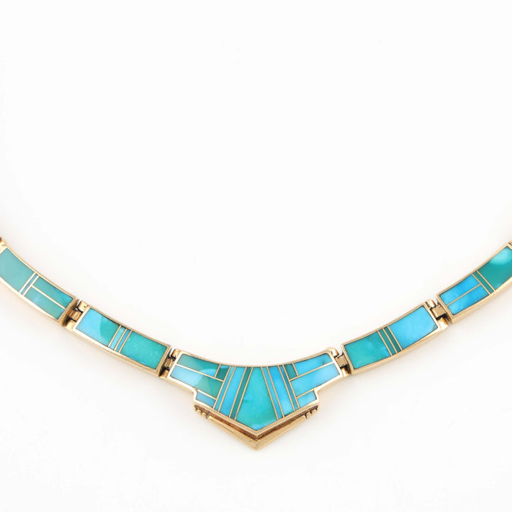 Gold and Turquoise Inlay Necklace