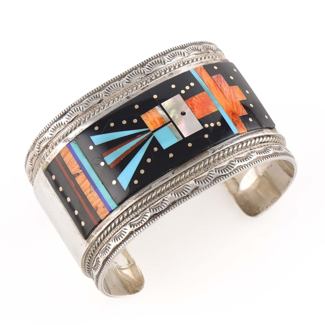 1990s Navajo Inlaid Yei Cuff