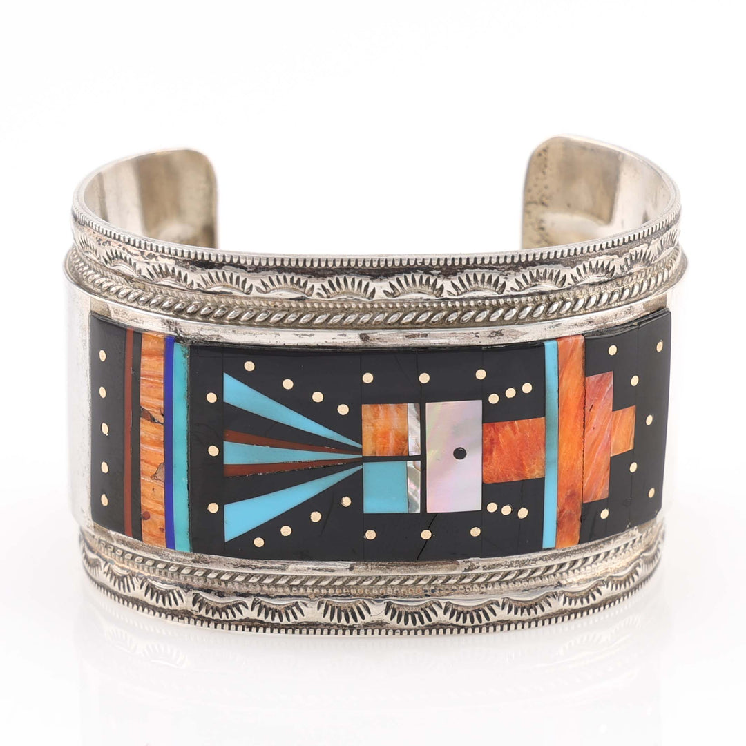 1990s Navajo Inlaid Yei Cuff