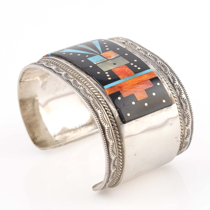 1990s Navajo Inlaid Yei Cuff