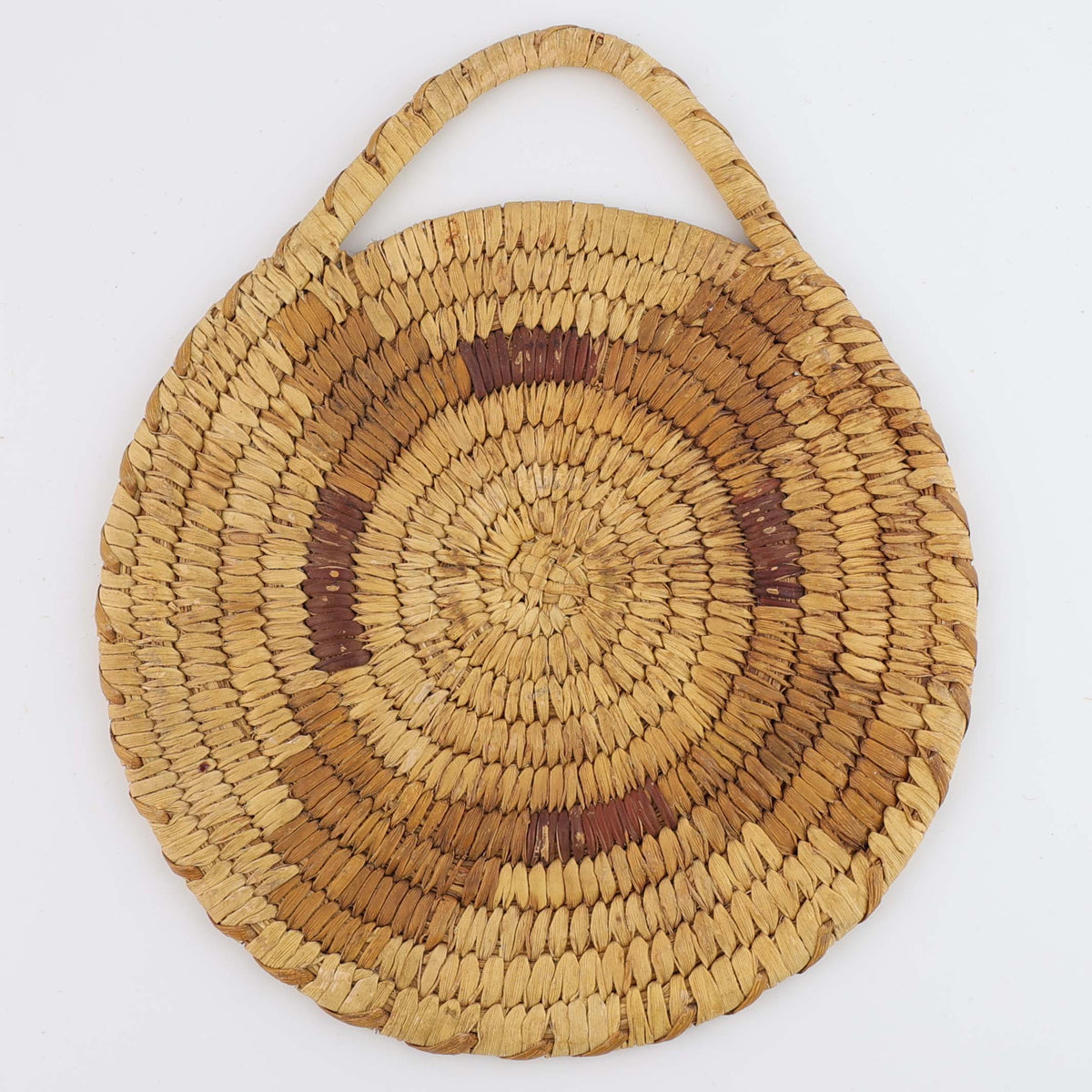 1940s Polychrome Coiled Basket Wall Plaque