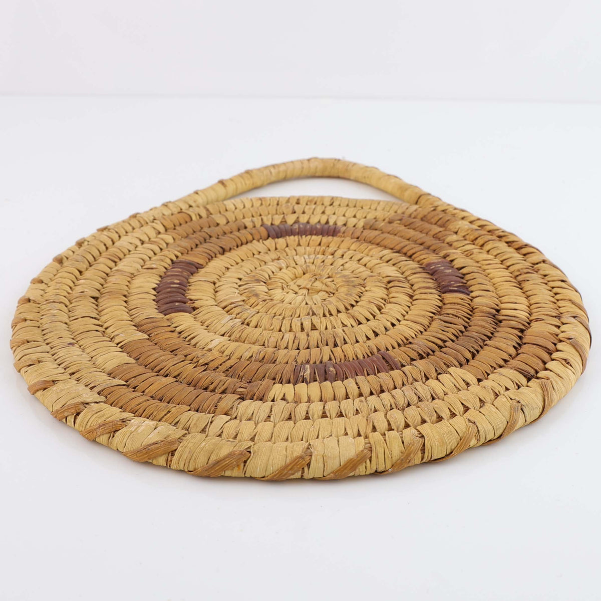 1940s Polychrome Coiled Basket Wall Plaque