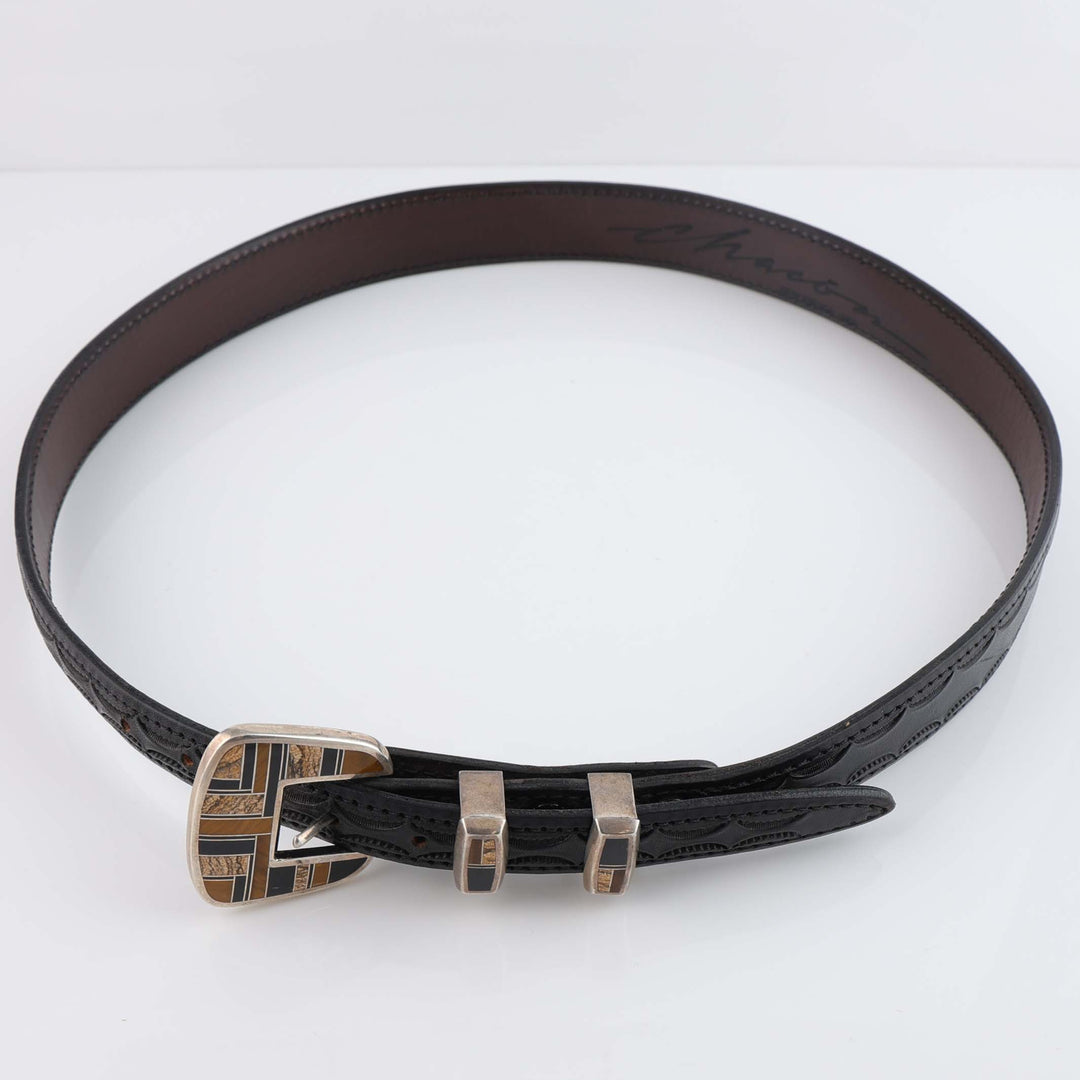 1990s Navajo Native Earth Inlay Ranger Buckle Set