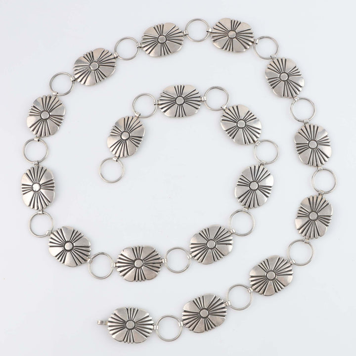 1960s Navajo Sunburst Link Concho Belt