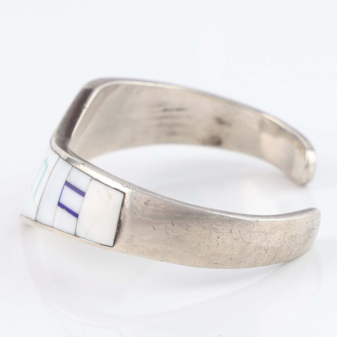 1990s White Shell, Lapis and Turquoise Inlay Cuff