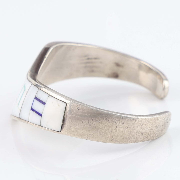 1990s White Shell, Lapis and Turquoise Inlay Cuff