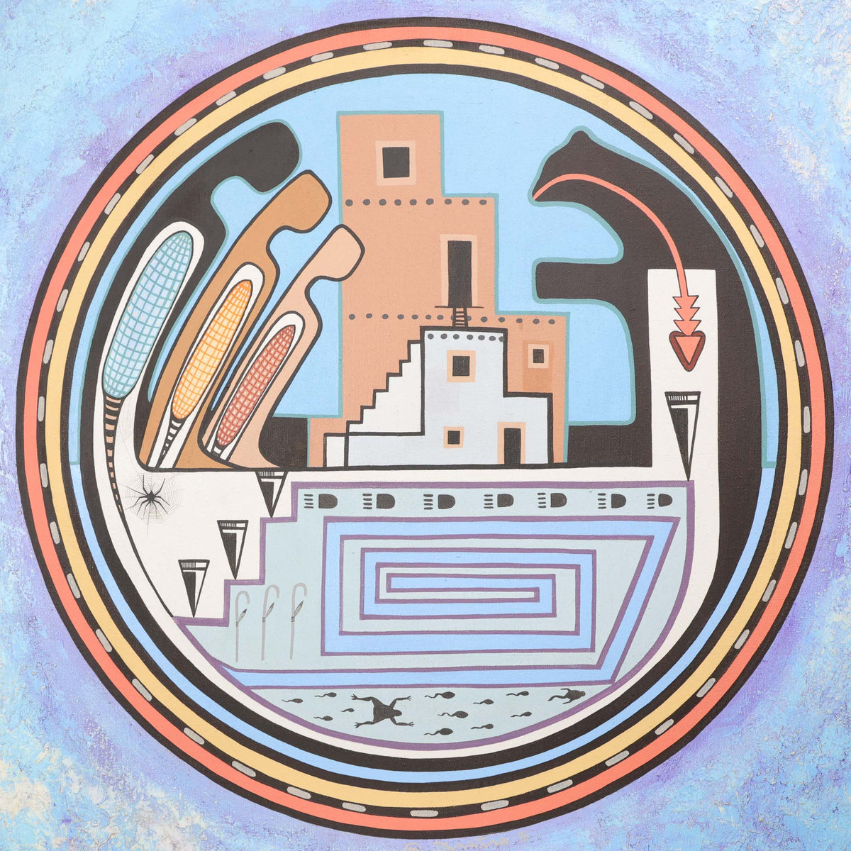 1970s “Chief of the Village” Painting by Milland Lomakema