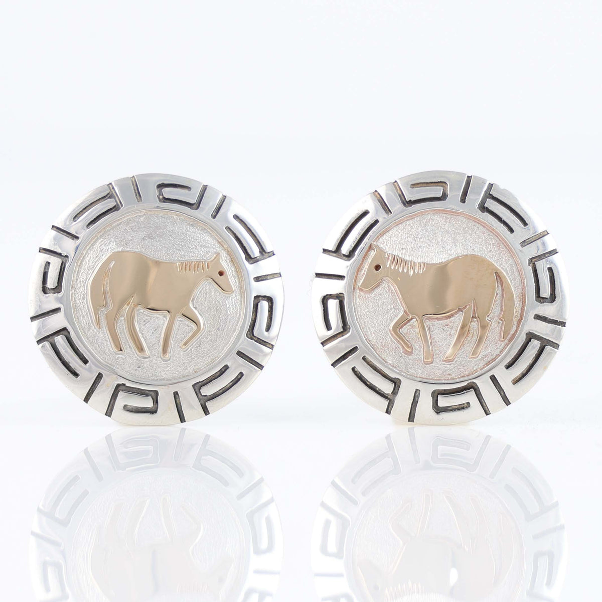 Navajo Gold on Silver Cufflinks by Robert Taylor