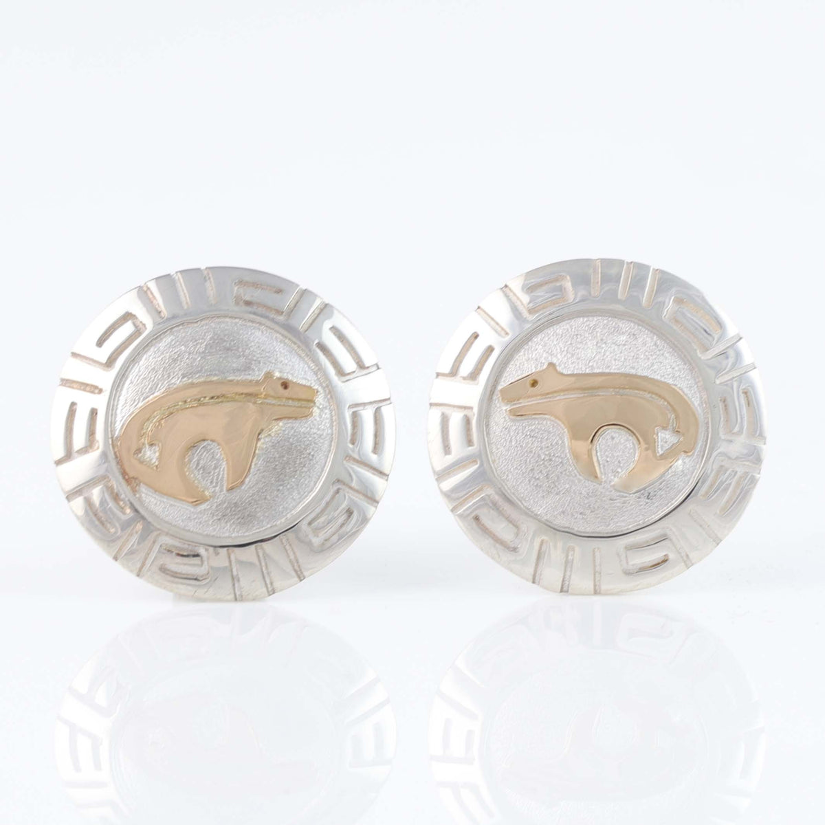 Navajo Gold on Silver Cufflinks by Robert Taylor