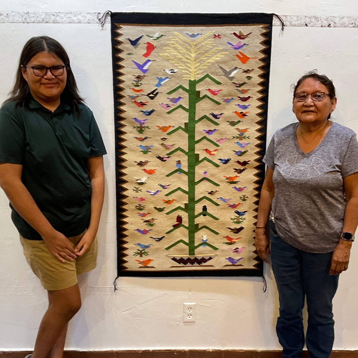 Navajo Bird Pictorial Weaving by Mary Shepherd