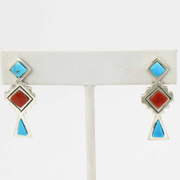 Turquoise and Coral Earrings