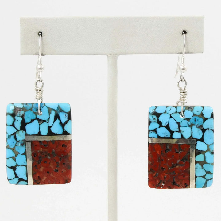 Turquoise and Coral Earrings