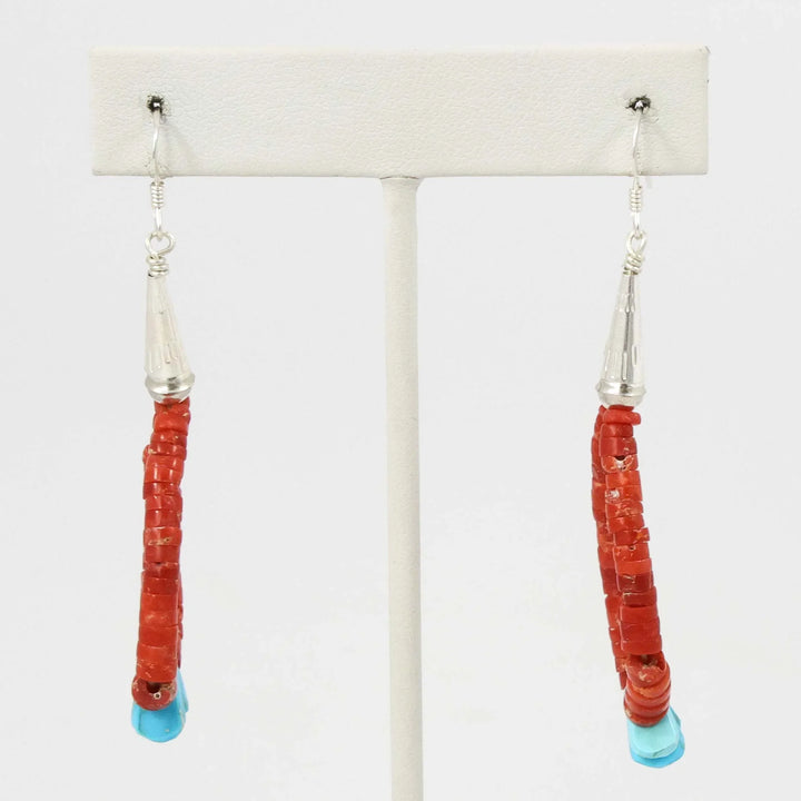 Coral and Turquoise Jacla Earrings