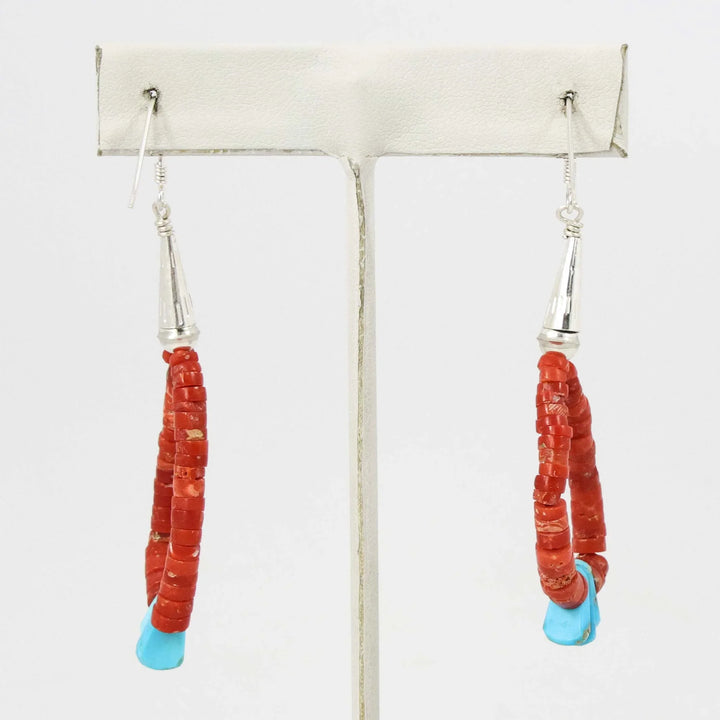 Coral and Turquoise Jacla Earrings