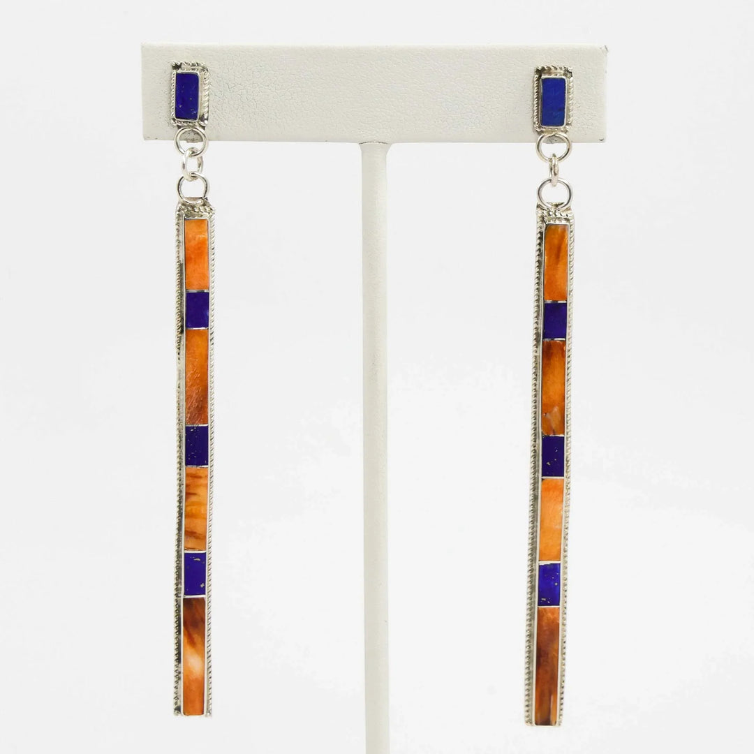 Lapis and Spiny Oyster Earrings