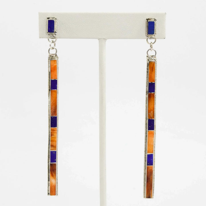 Lapis and Spiny Oyster Earrings