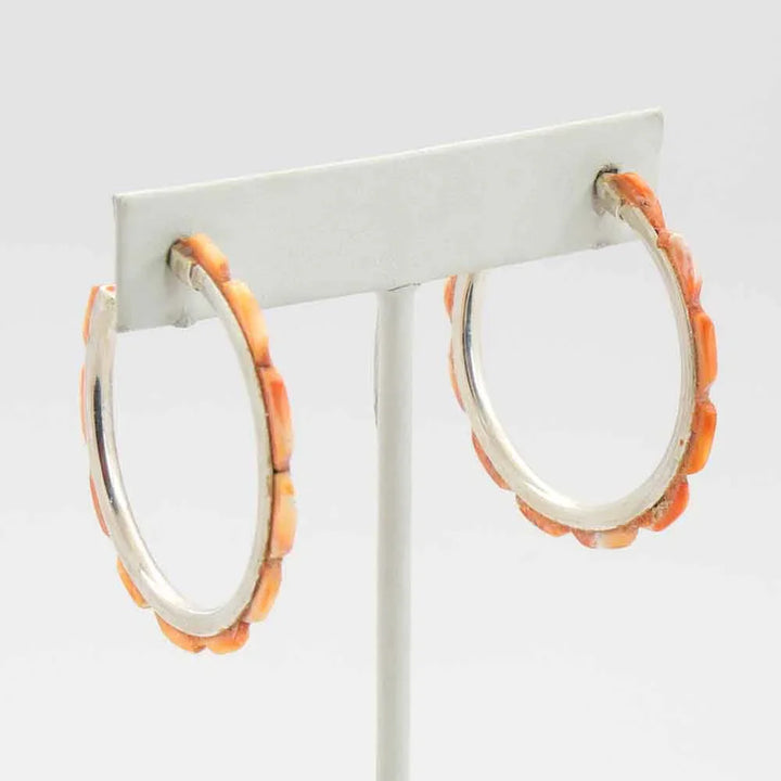 Spiny Oyster Hoop Earrings