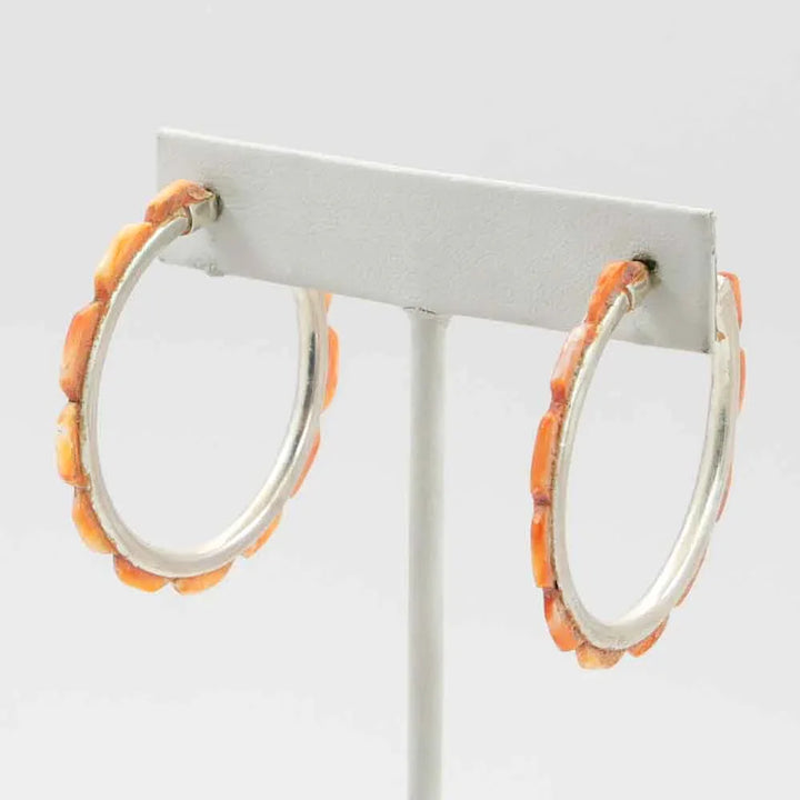 Spiny Oyster Hoop Earrings