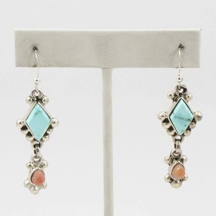 Turquoise and Rose Quartz Earrings
