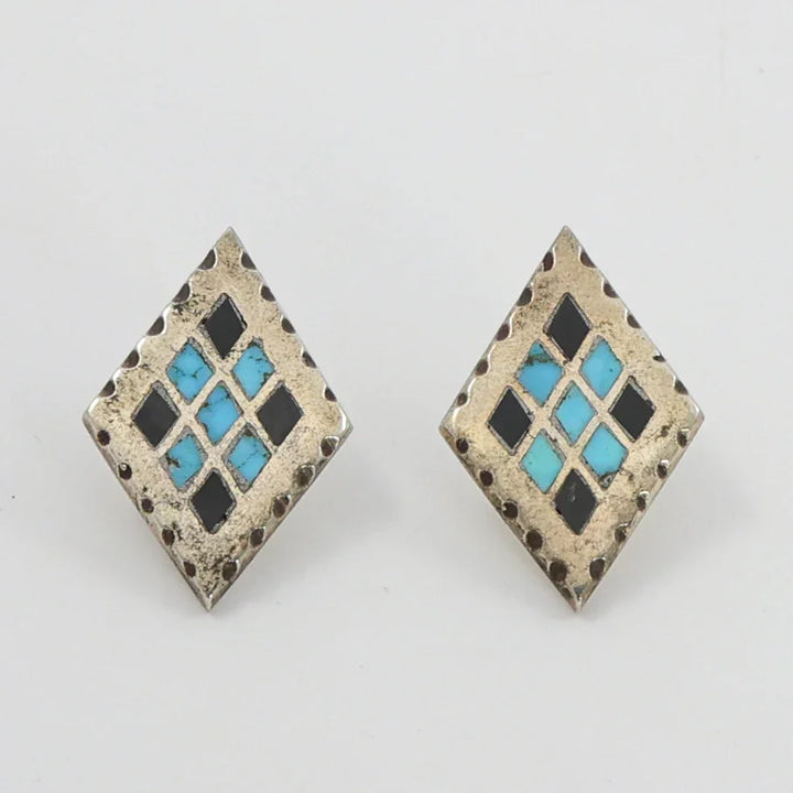 1950s Geometric Inlay Earrings