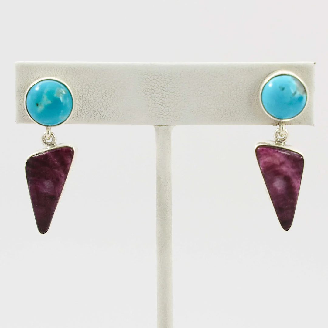 Turquoise and Spiny Oyster Earrings
