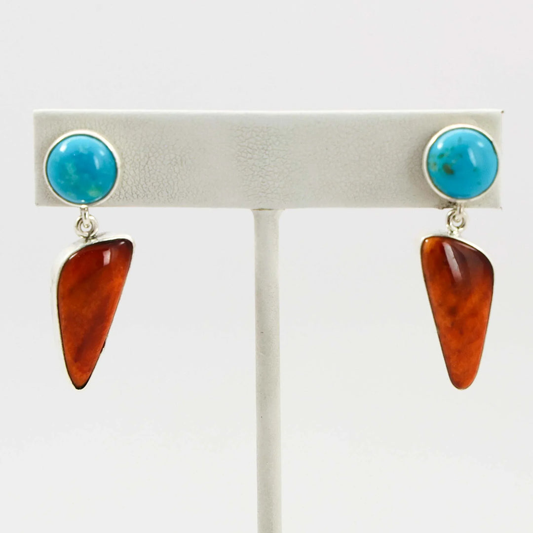 Turquoise and Spiny Oyster Earrings