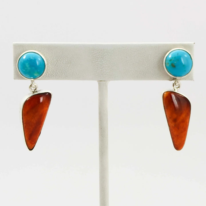 Turquoise and Spiny Oyster Earrings