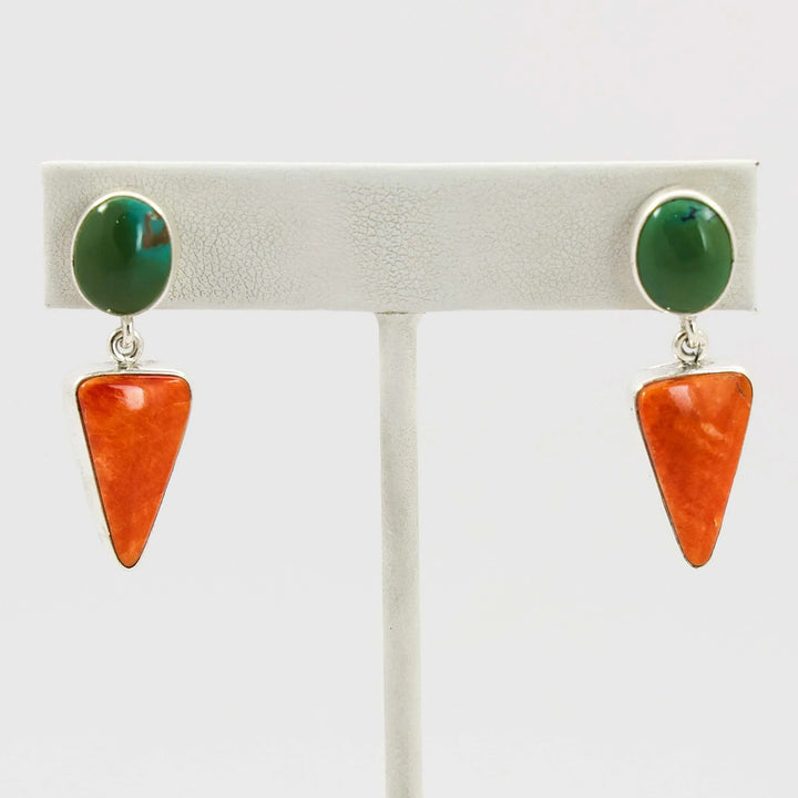 Turquoise and Spiny Oyster Earrings