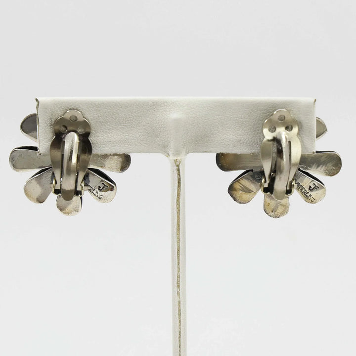 Pearl Flower Clip Earrings
