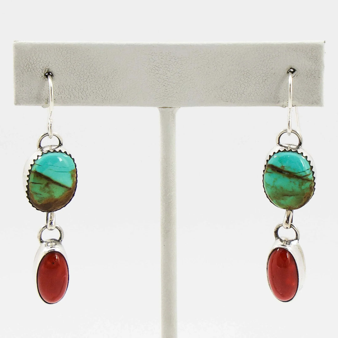 Turquoise and Coral Earrings