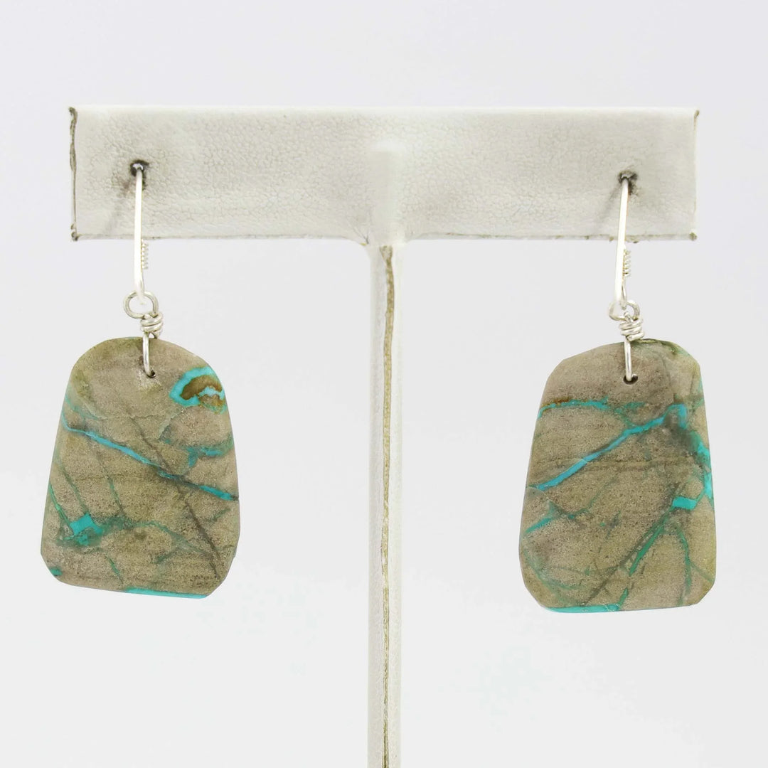 Broken Arrow Turquoise Slab Earrings