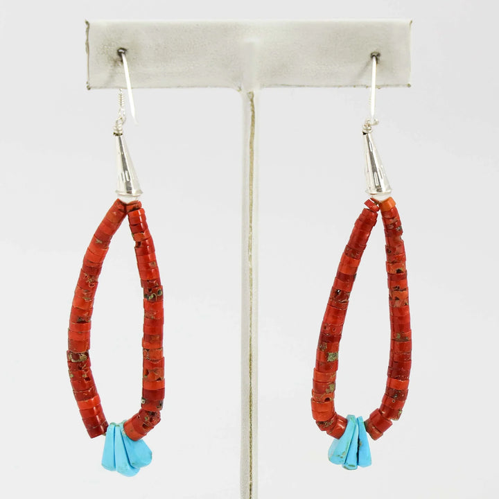 Coral and Turquoise Jacla Earrings
