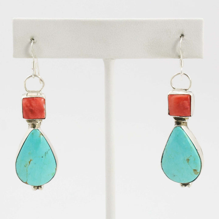Turquoise and Spiny Oyster Earrings